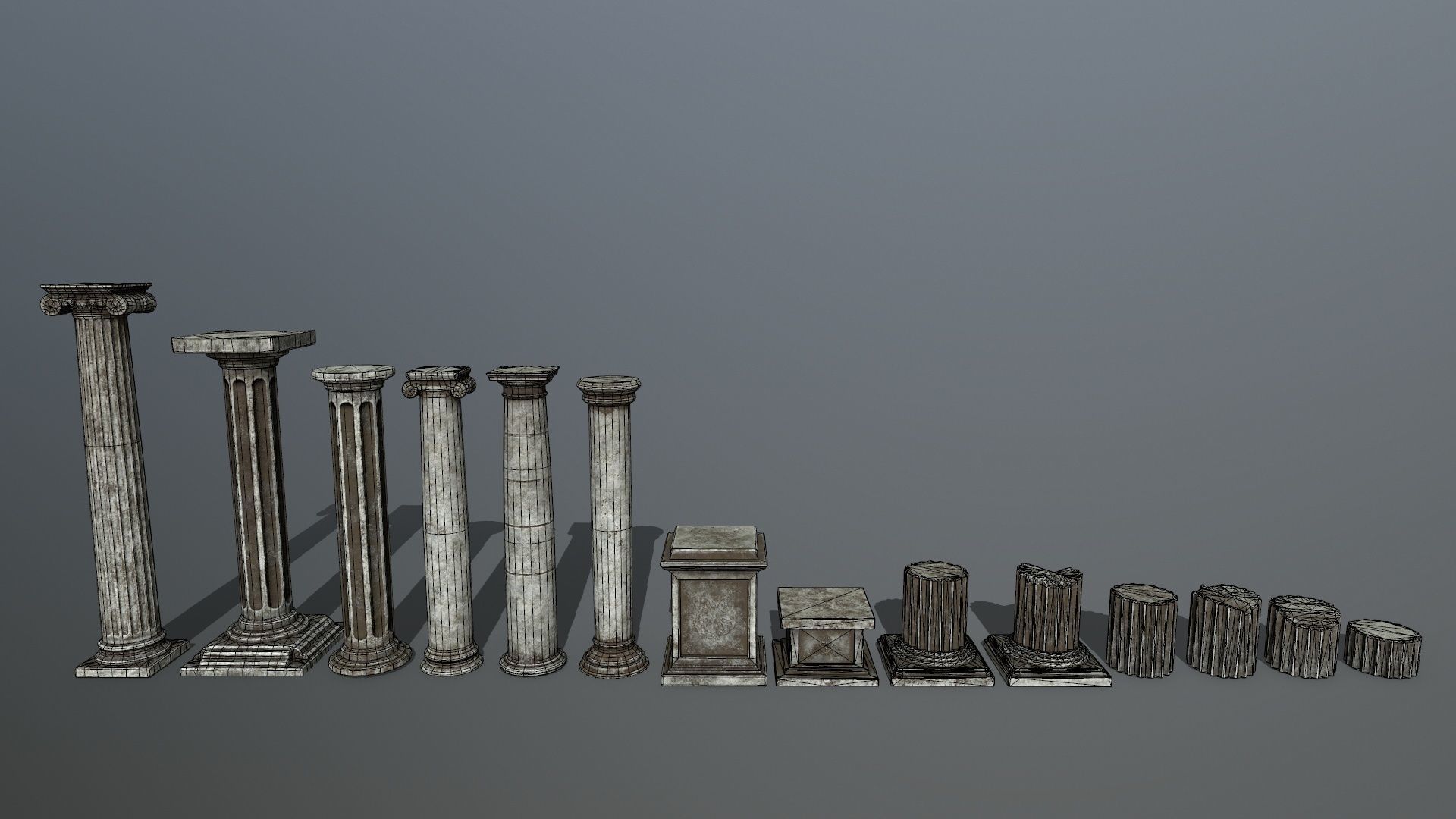 old ruin set Low-poly 3D model_43