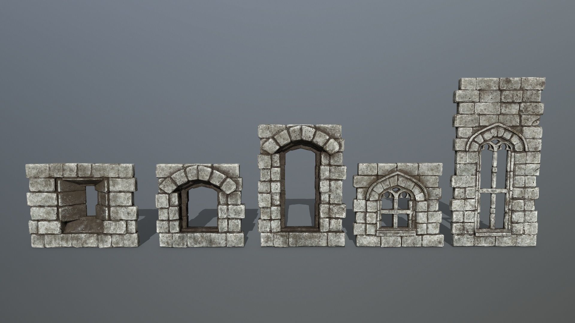 old ruin set Low-poly 3D model_5