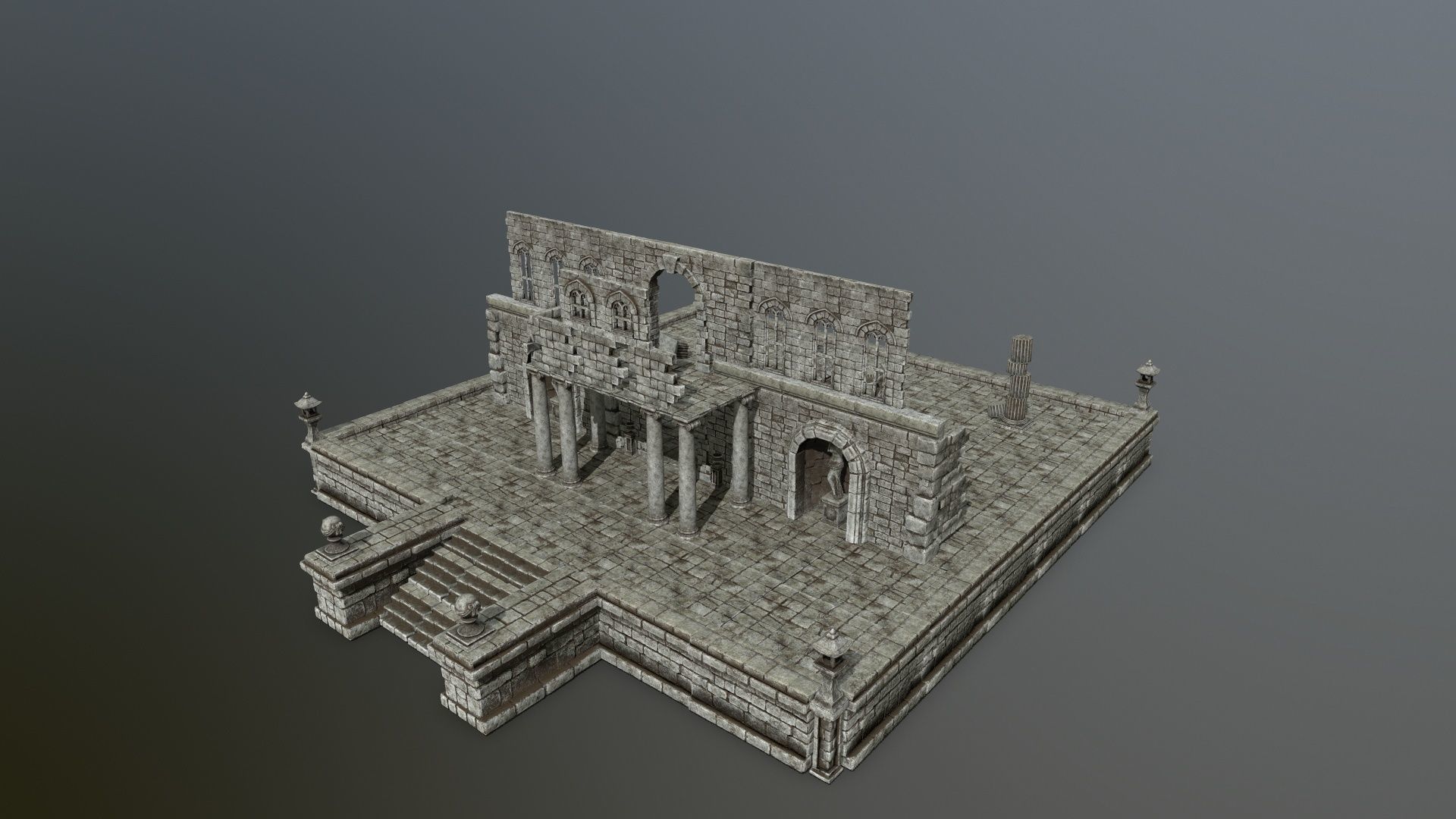 old ruin set Low-poly 3D model_22