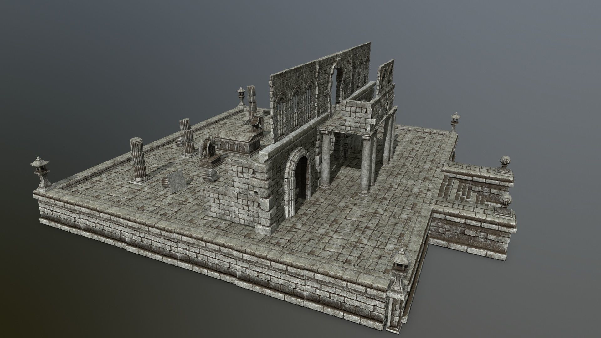 old ruin set Low-poly 3D model_23