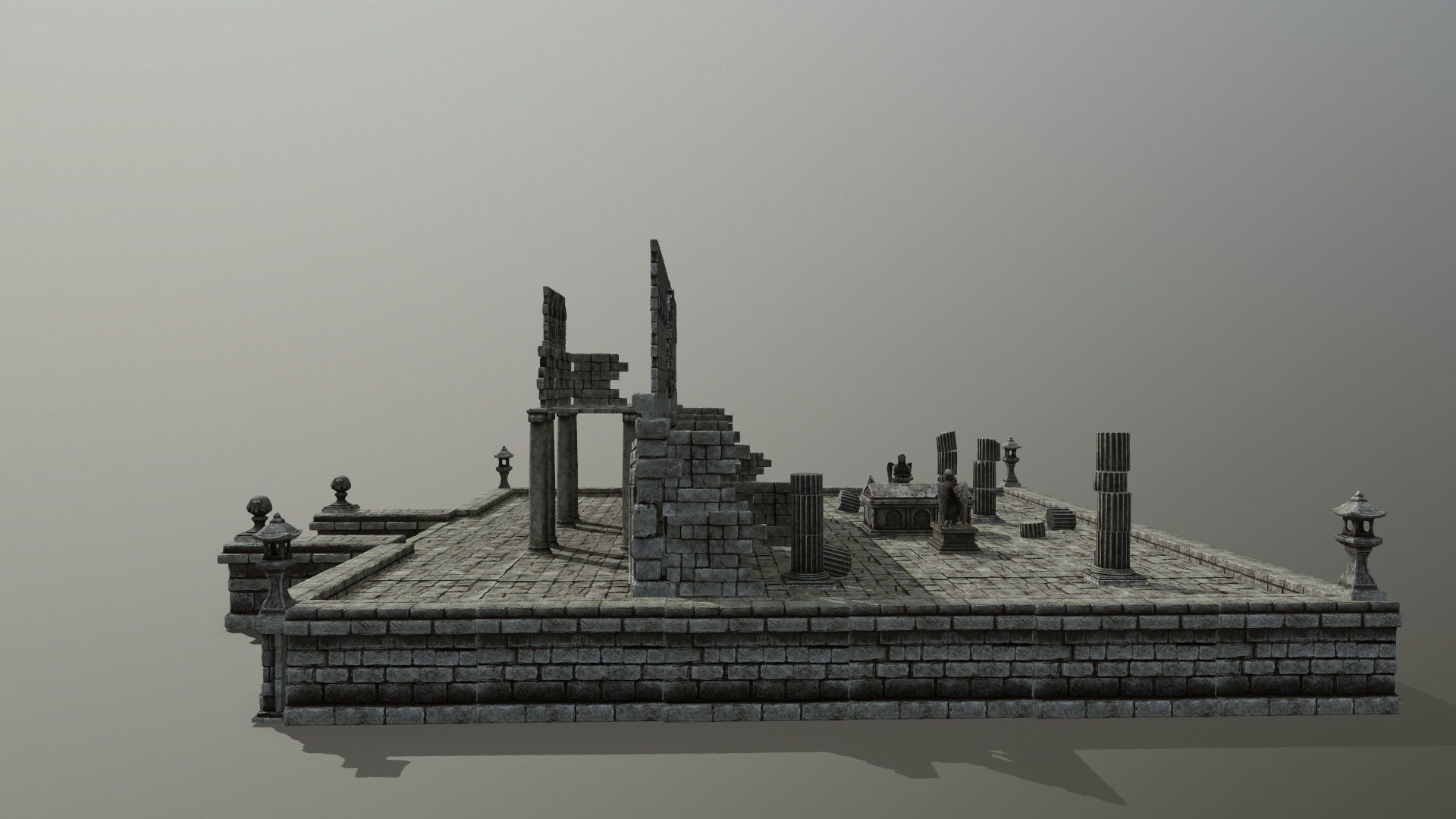old ruin set Low-poly 3D model_37