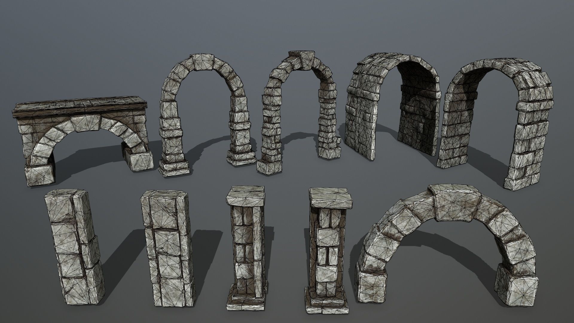 old ruin set Low-poly 3D model_46