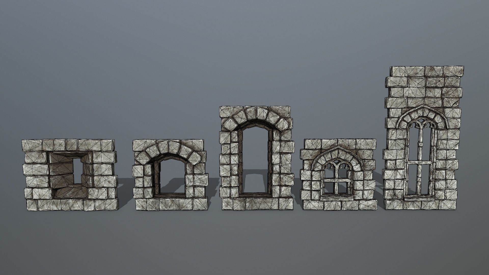 old ruin set Low-poly 3D model_44