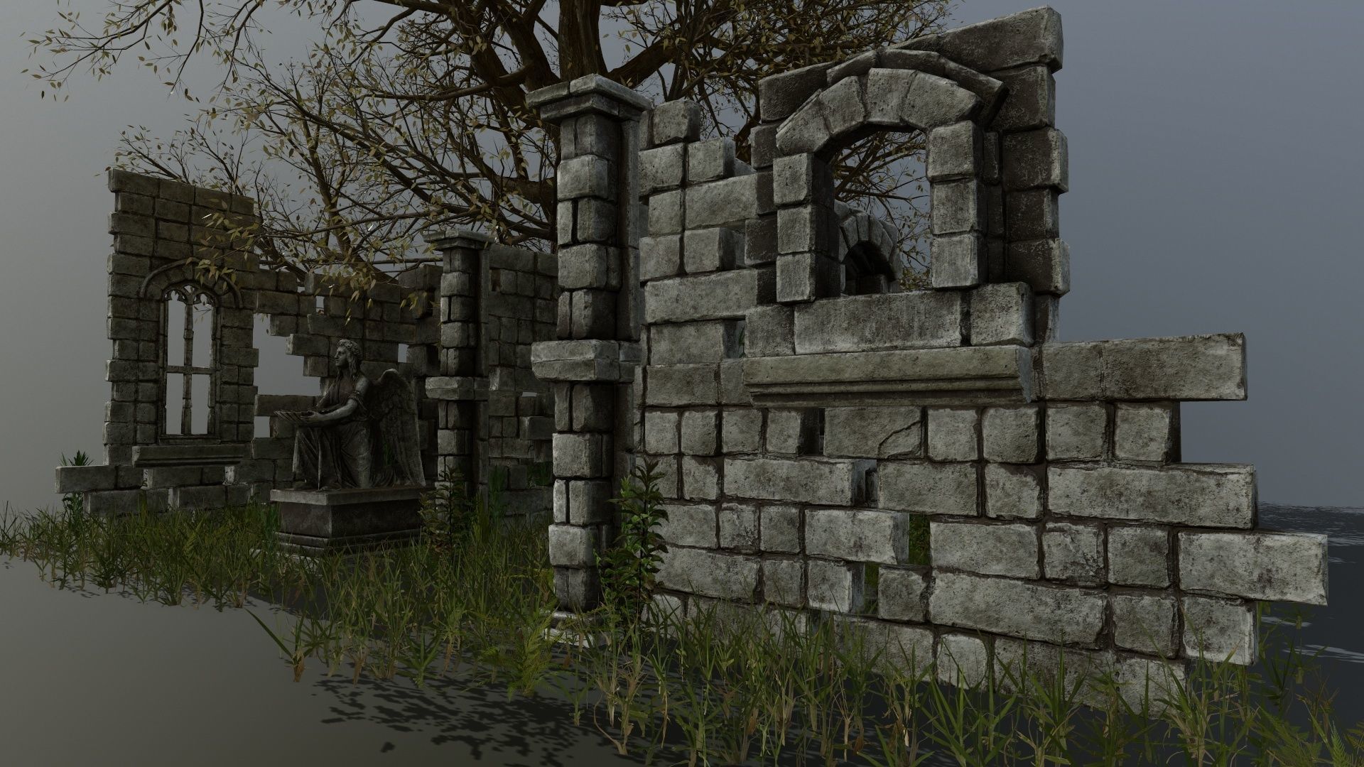 old ruin set Low-poly 3D model_20