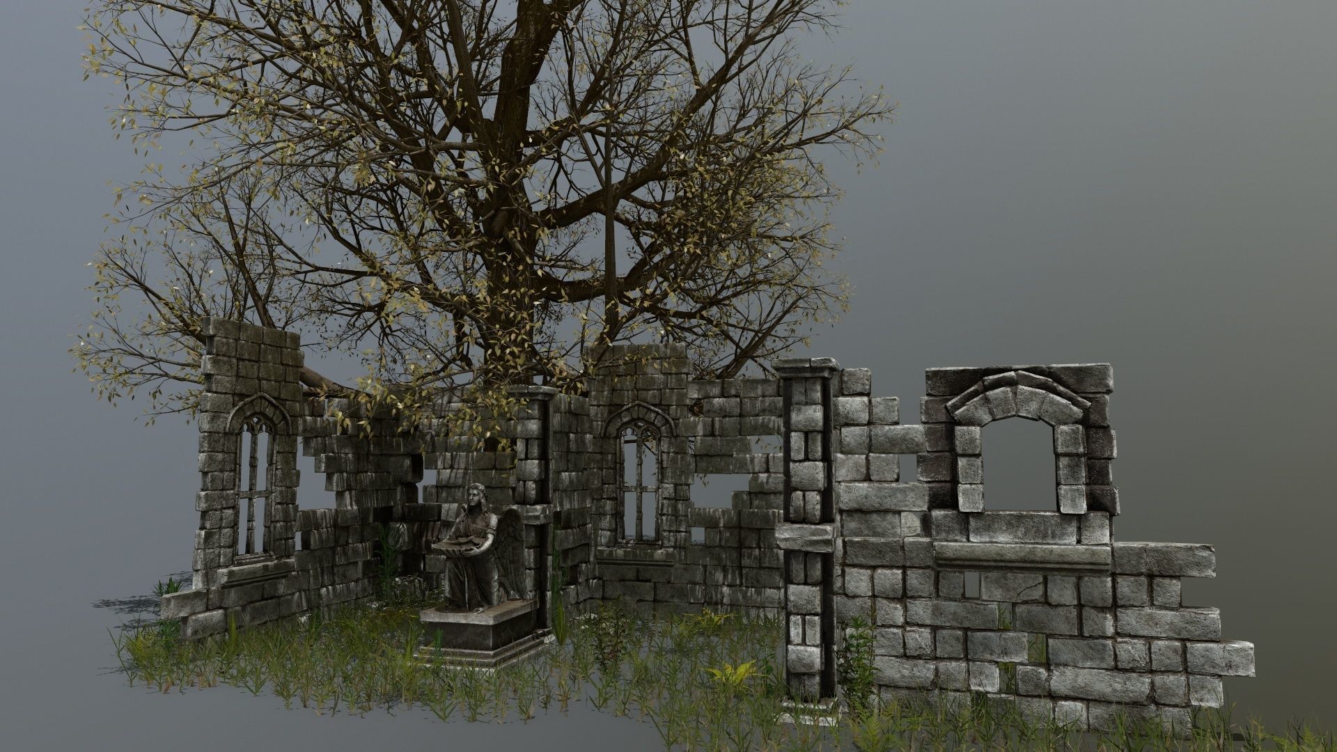 old ruin set Low-poly 3D model_32