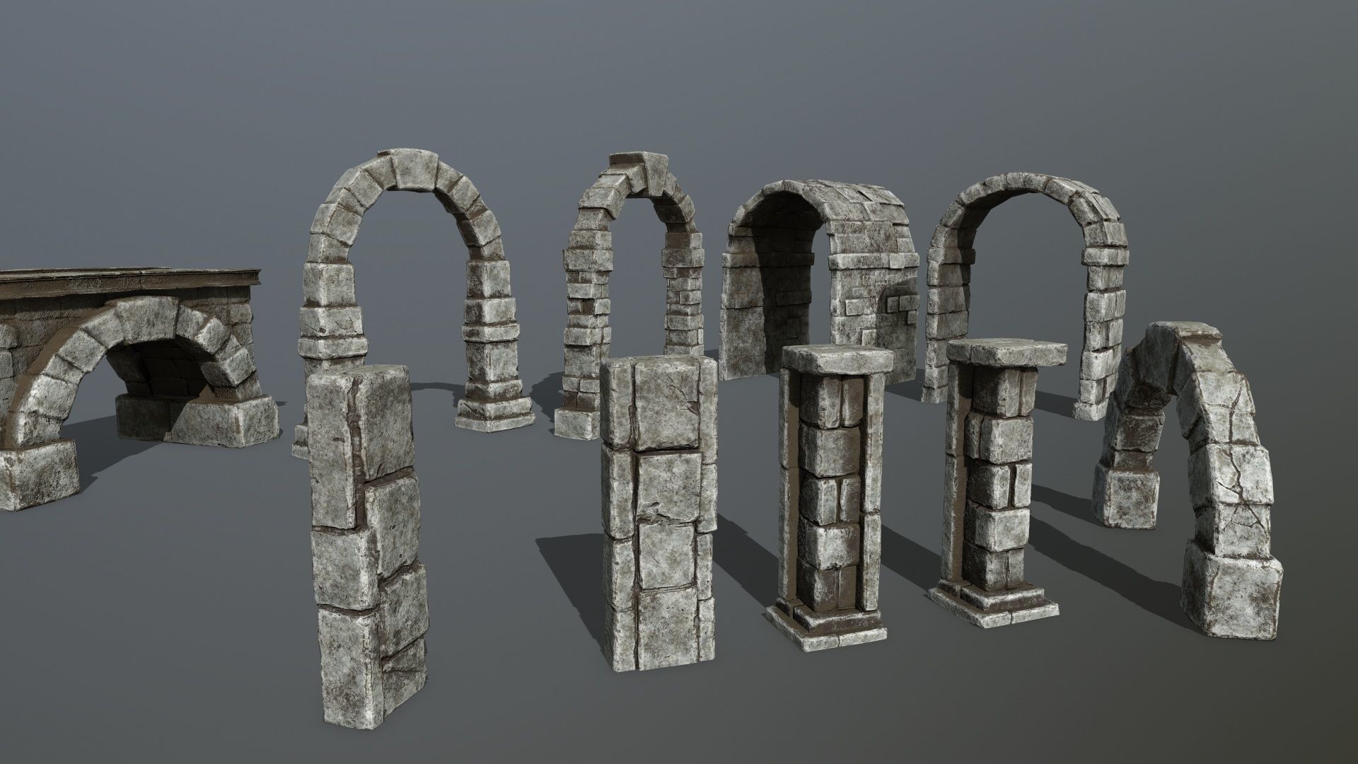 old ruin set Low-poly 3D model_14