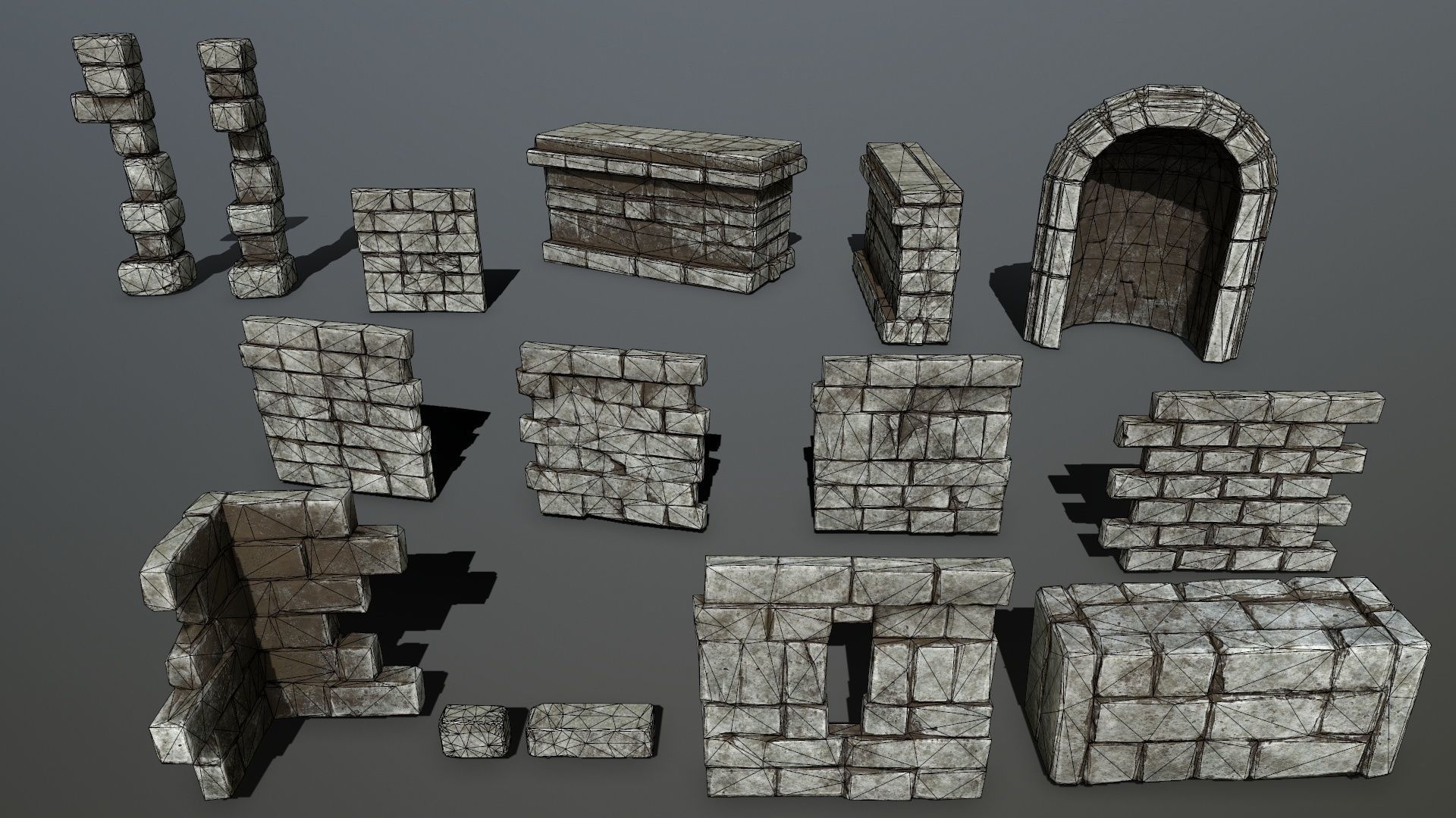old ruin set Low-poly 3D model_41