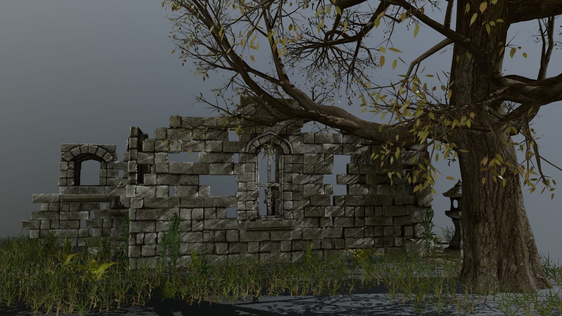 old ruin set Low-poly 3D model_34