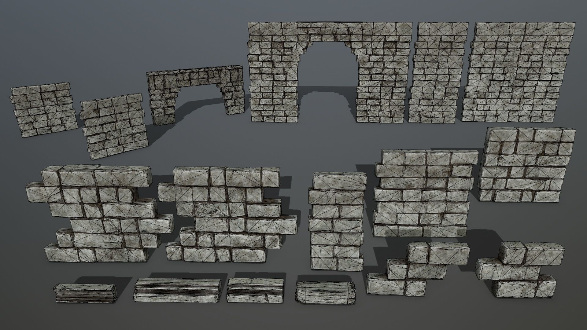 old ruin set Low-poly 3D model_42