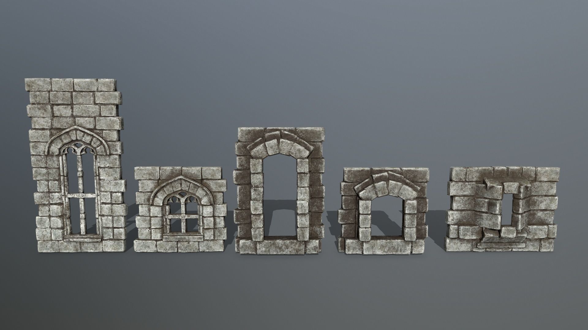old ruin set Low-poly 3D model_6