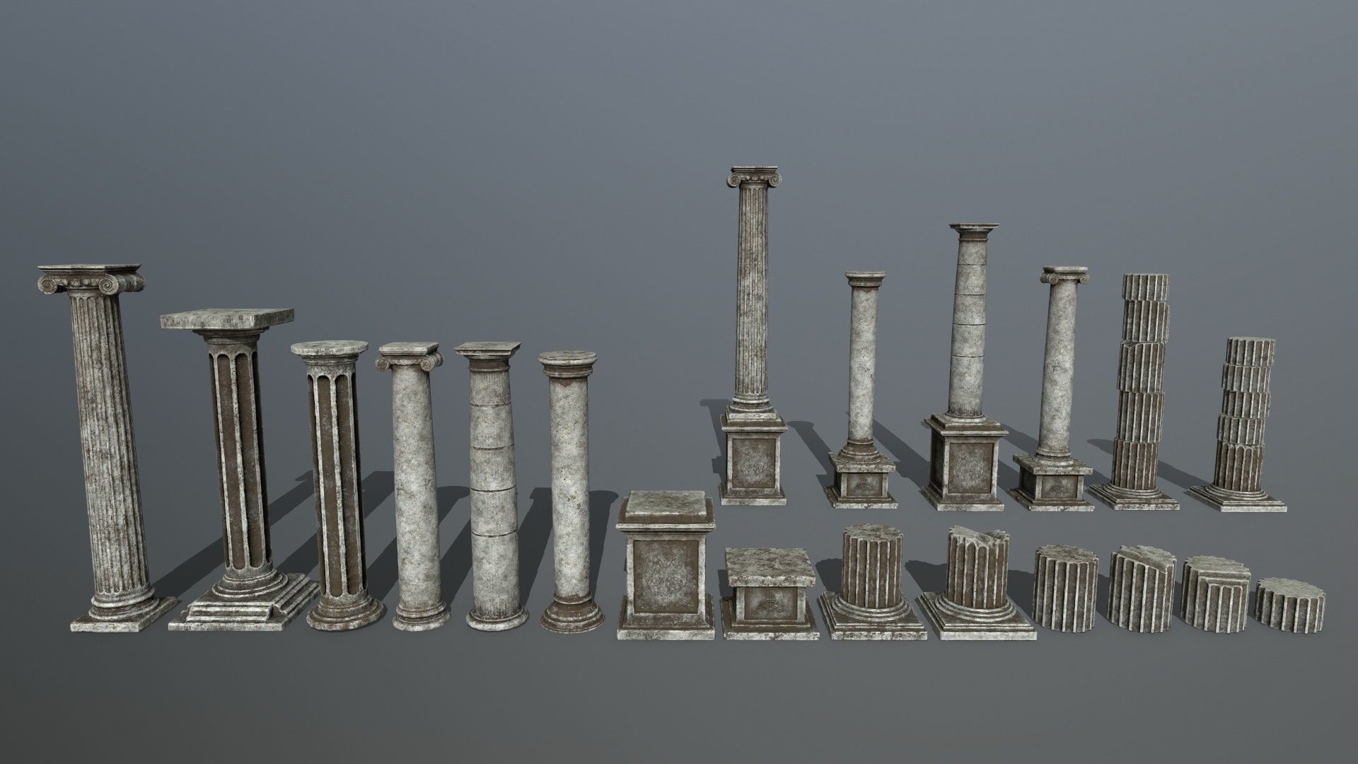 old ruin set Low-poly 3D model_8