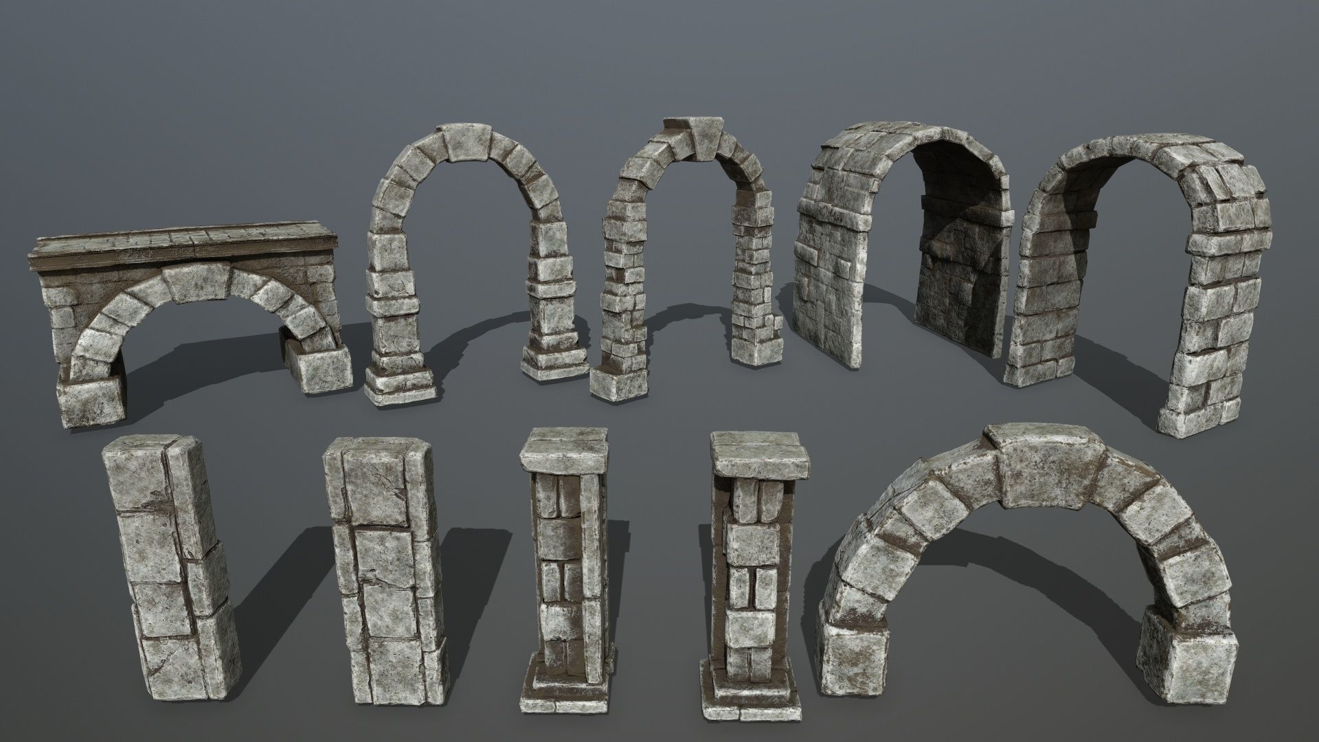 old ruin set Low-poly 3D model_12