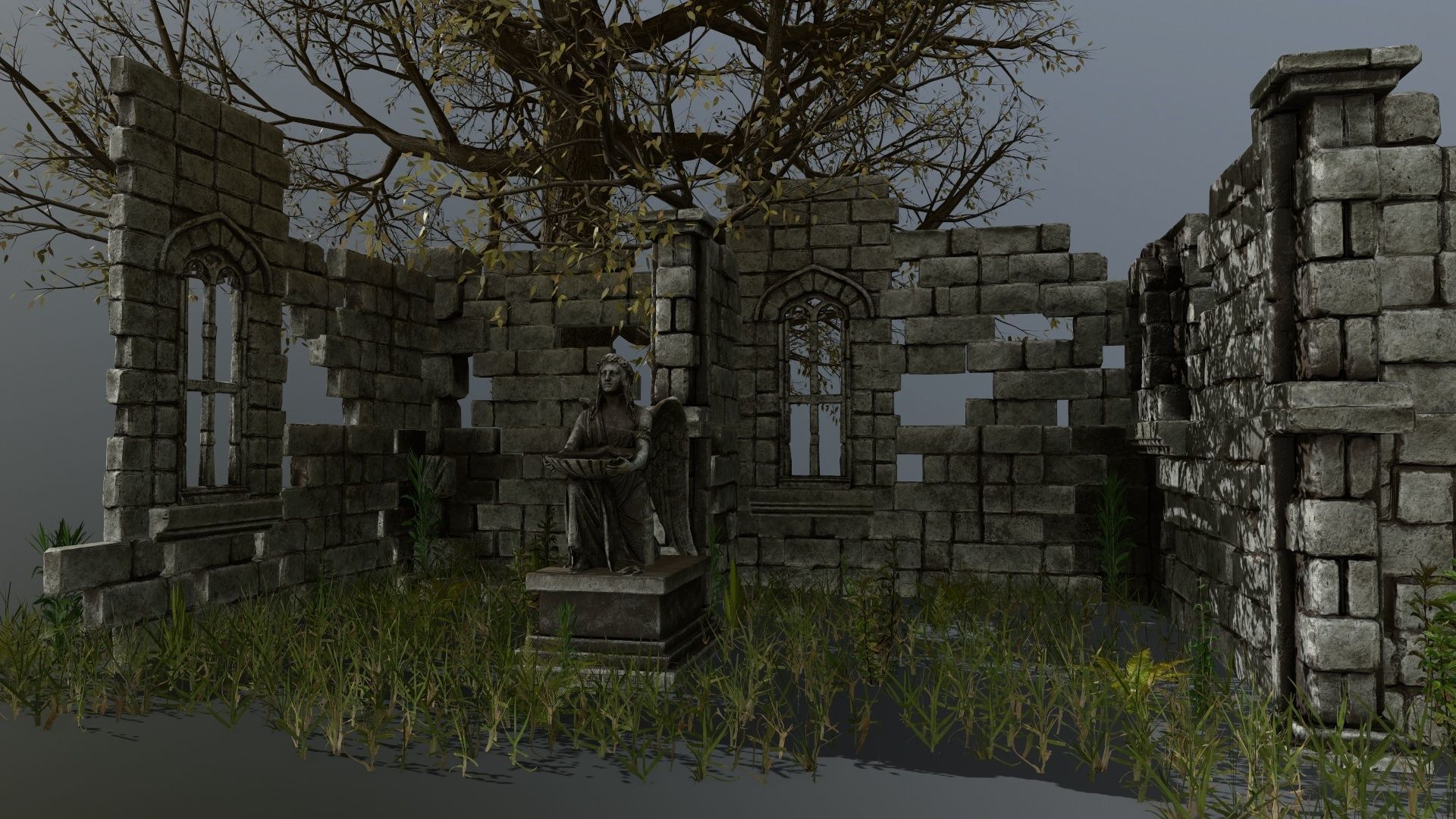 old ruin set Low-poly 3D model_19