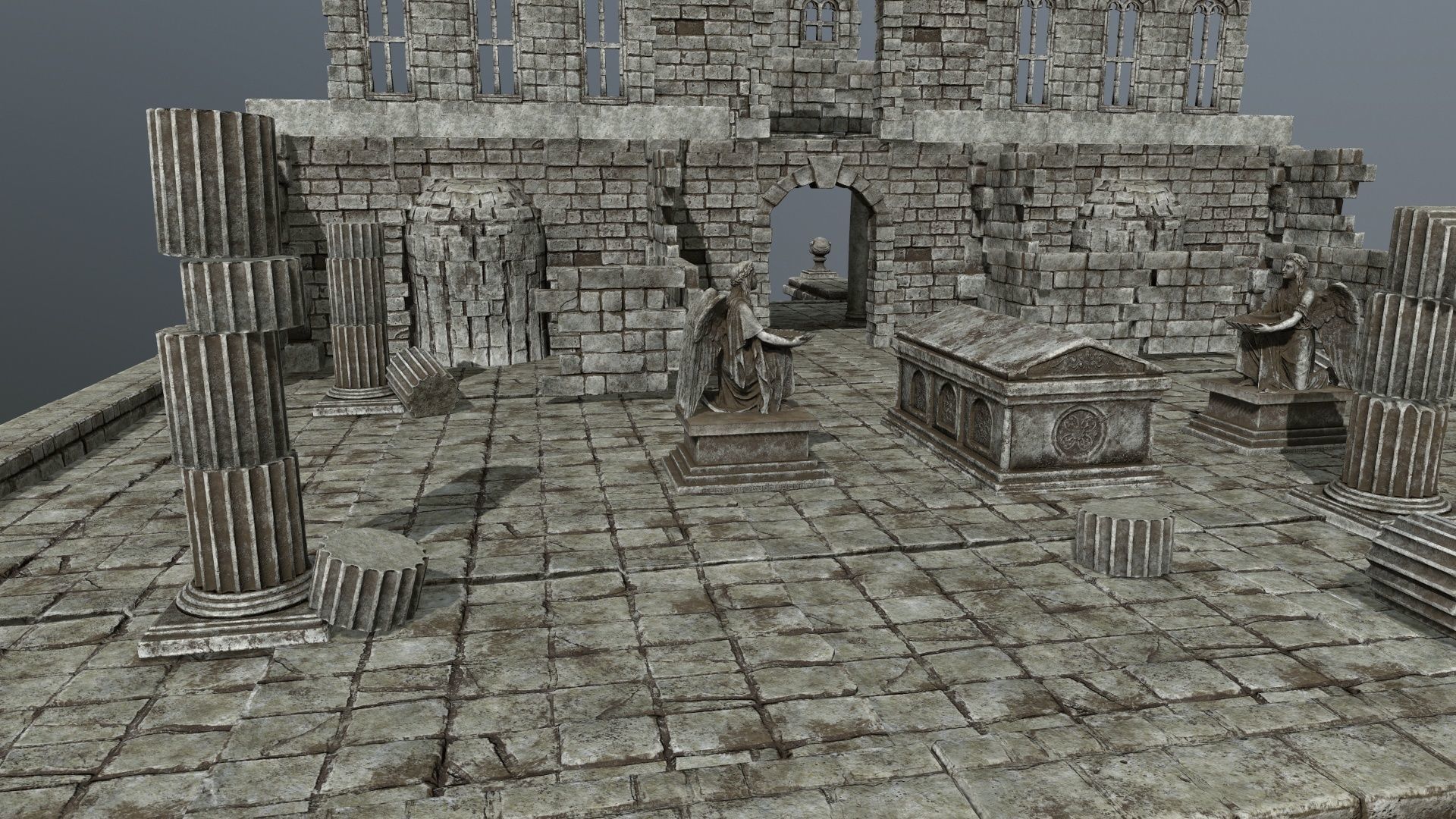 old ruin set Low-poly 3D model_25