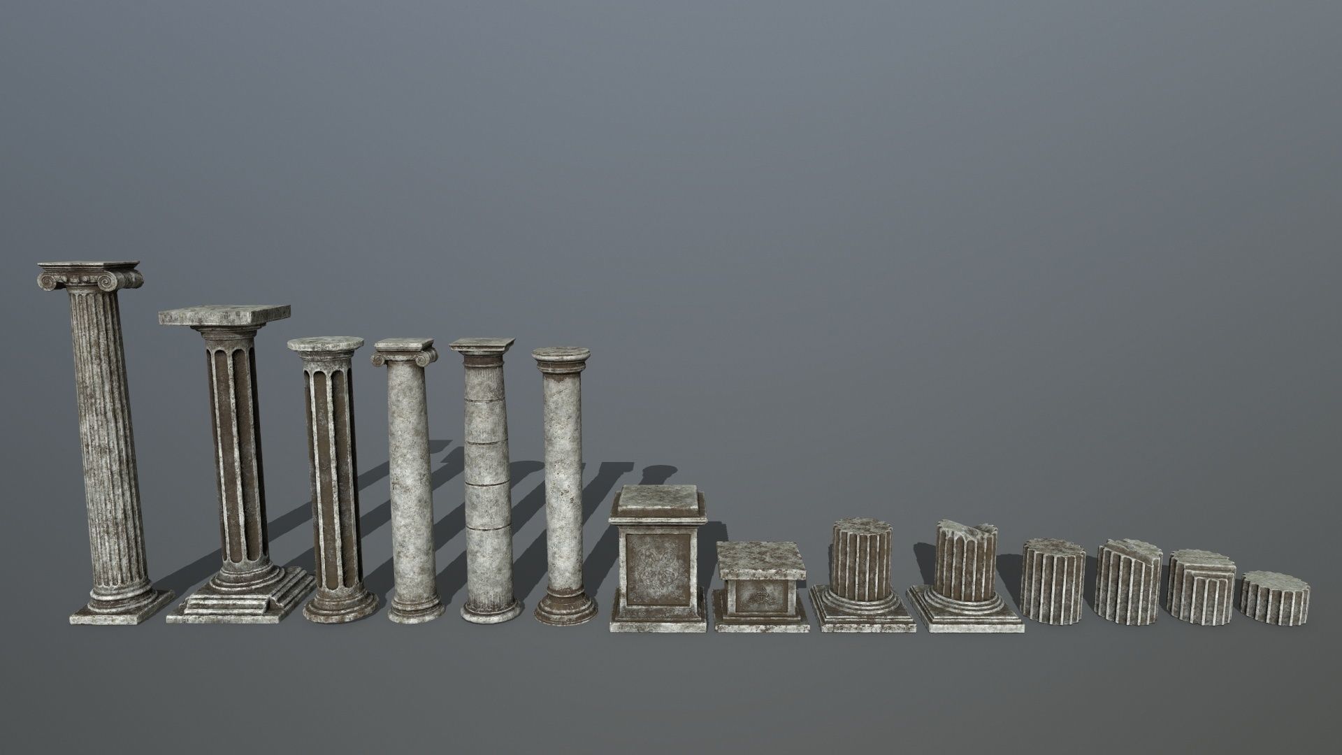 old ruin set Low-poly 3D model_7