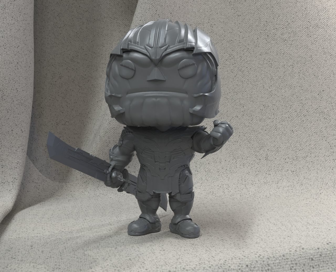 Thanos pop vinyl figure holding sword 3D print model_2