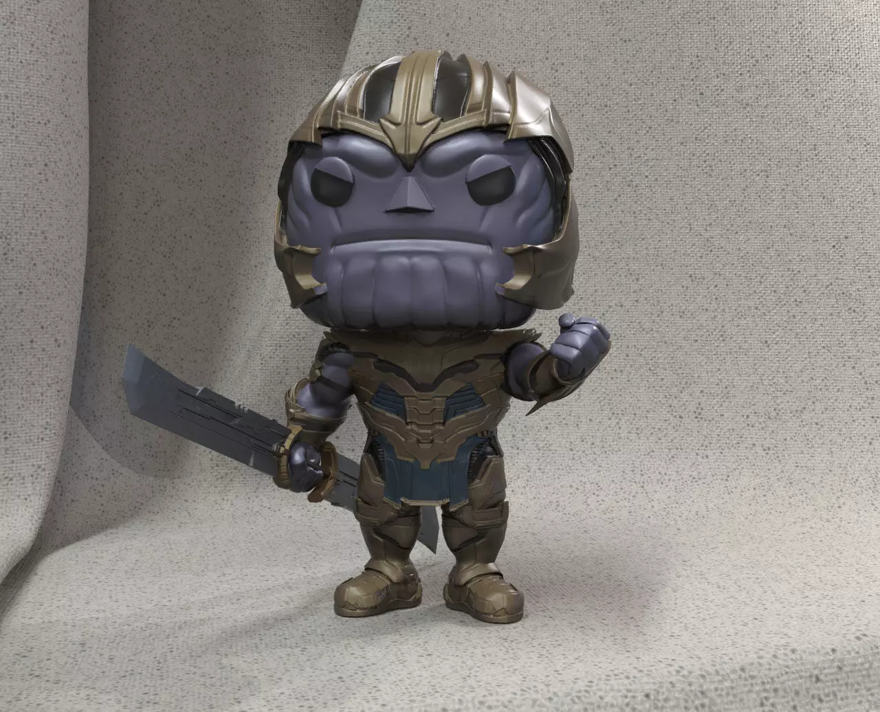 Thanos pop vinyl figure holding sword 3D print model_0