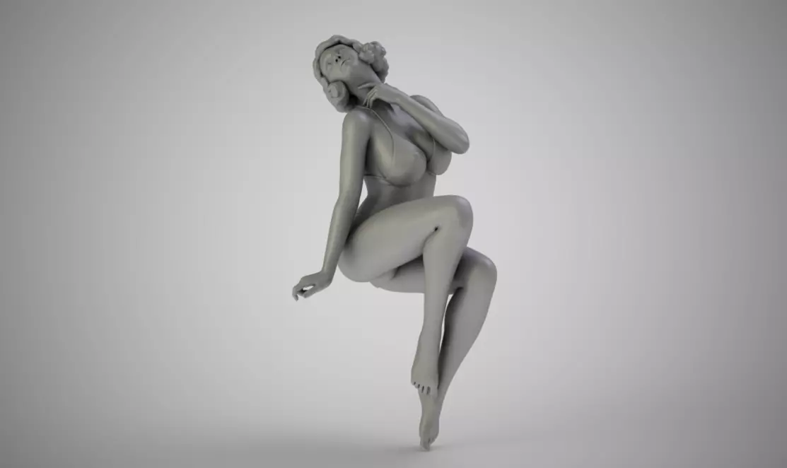 Seductress golden nude woman 3D print model_0