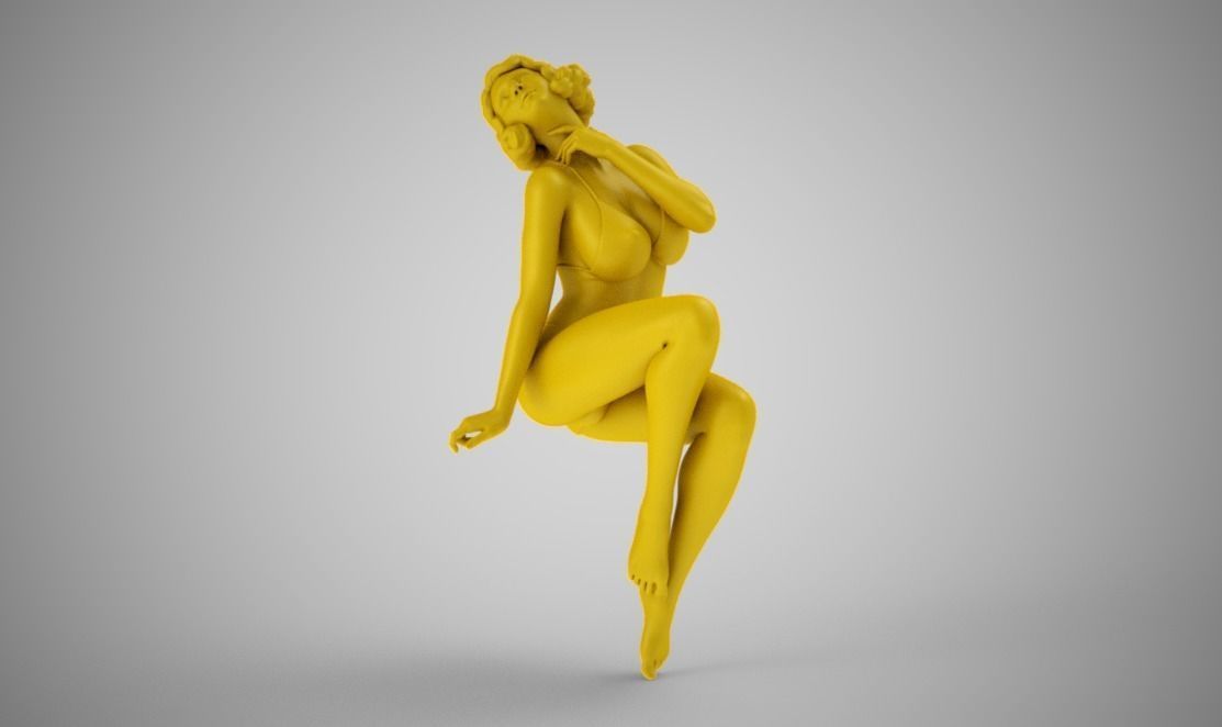 Seductress golden nude woman 3D print model_11