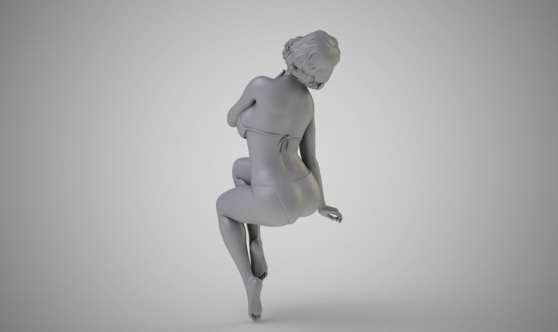 Seductress golden nude woman 3D print model_3