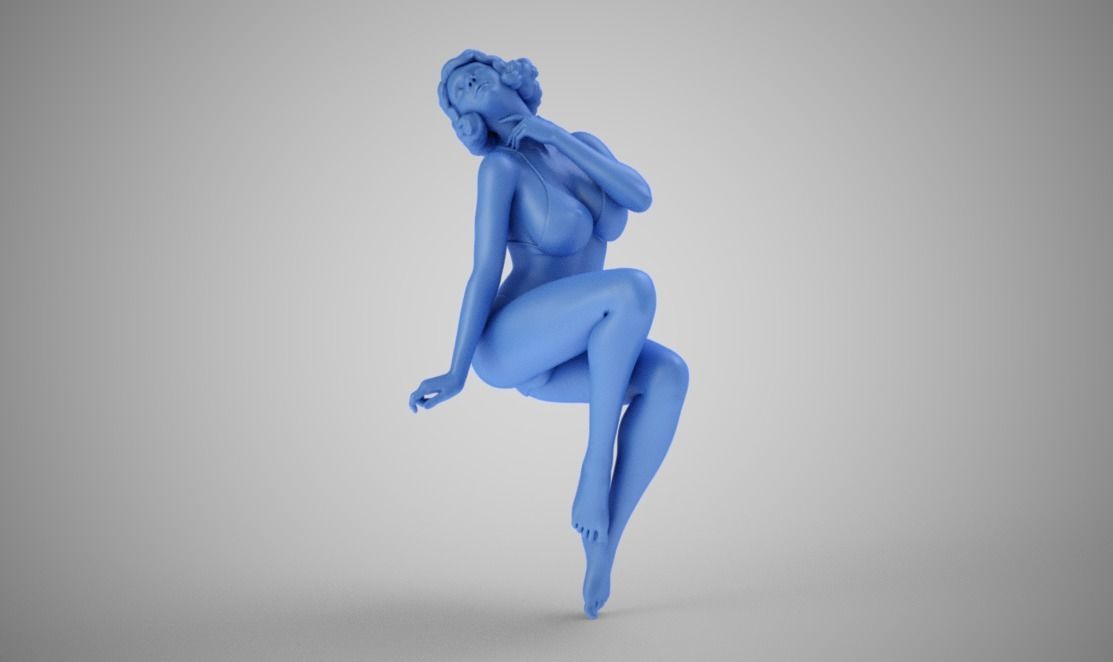 Seductress golden nude woman 3D print model_8