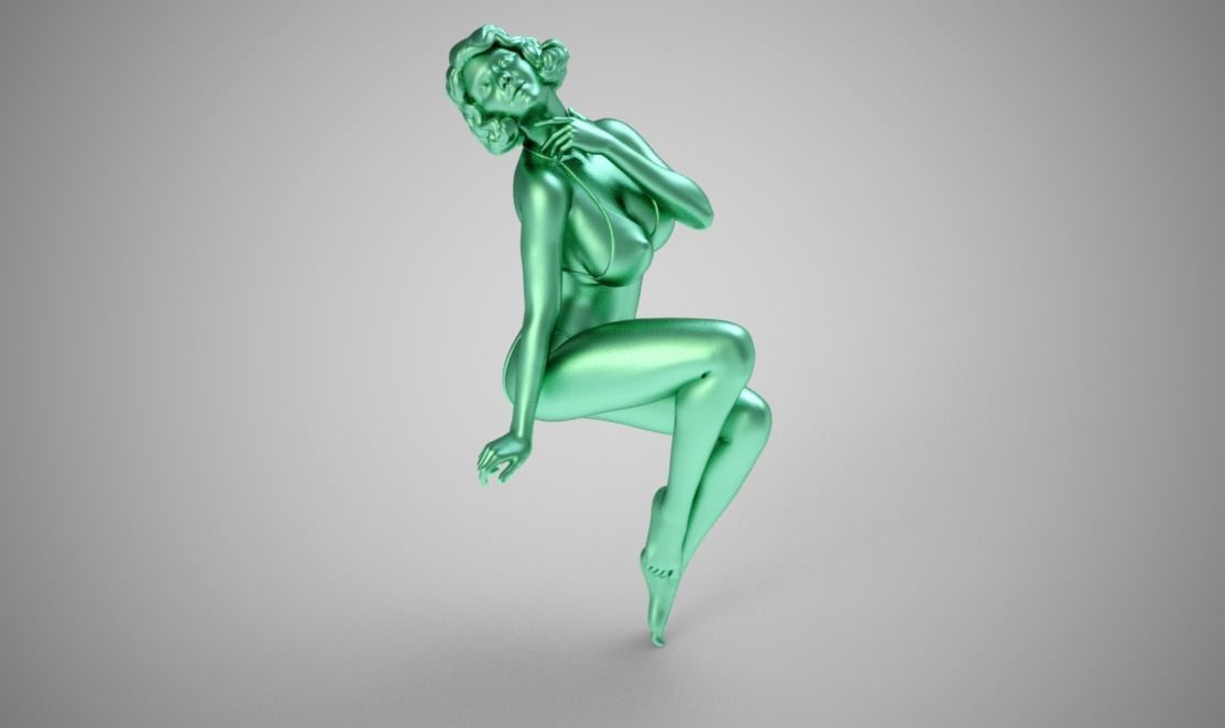 Seductress golden nude woman 3D print model_6