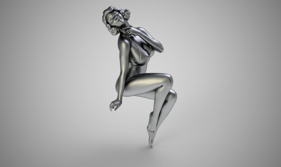 Seductress golden nude woman 3D print model_4