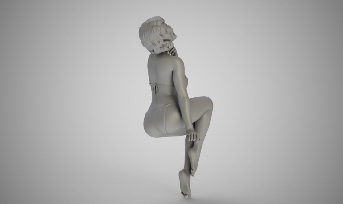 Seductress golden nude woman 3D print model_2