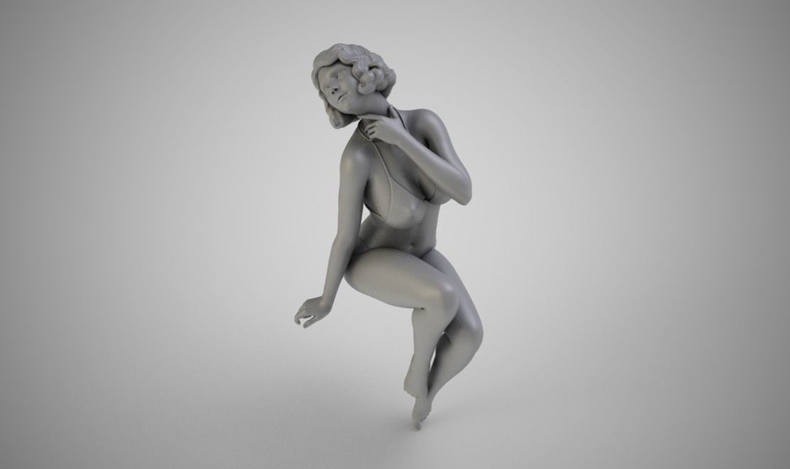 Seductress golden nude woman 3D print model_1