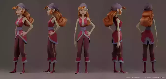 Elane - Monkey Island - Pirate Girl - Statue and Game model Low-poly 3D model