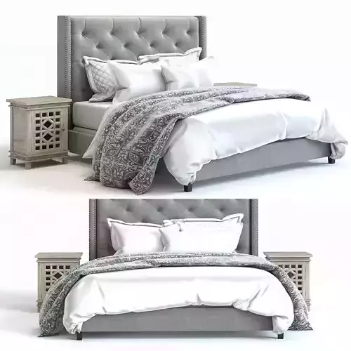 Pottery Barn - Harper Bed and Luella Nighstand 3D model