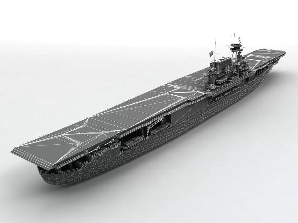 Military Aircraft Carrier Ship USS Yorktown CV10 Low-poly 3D model