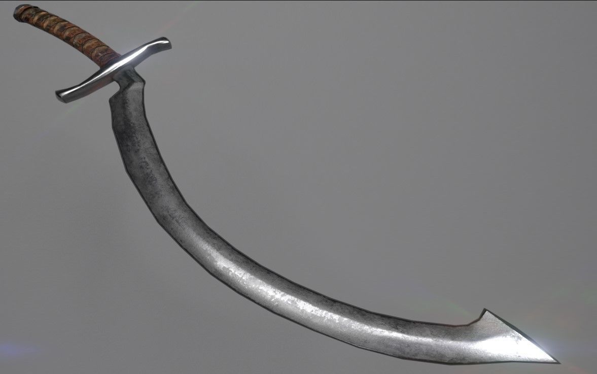 Khopesh sword Low-poly 3D model_4