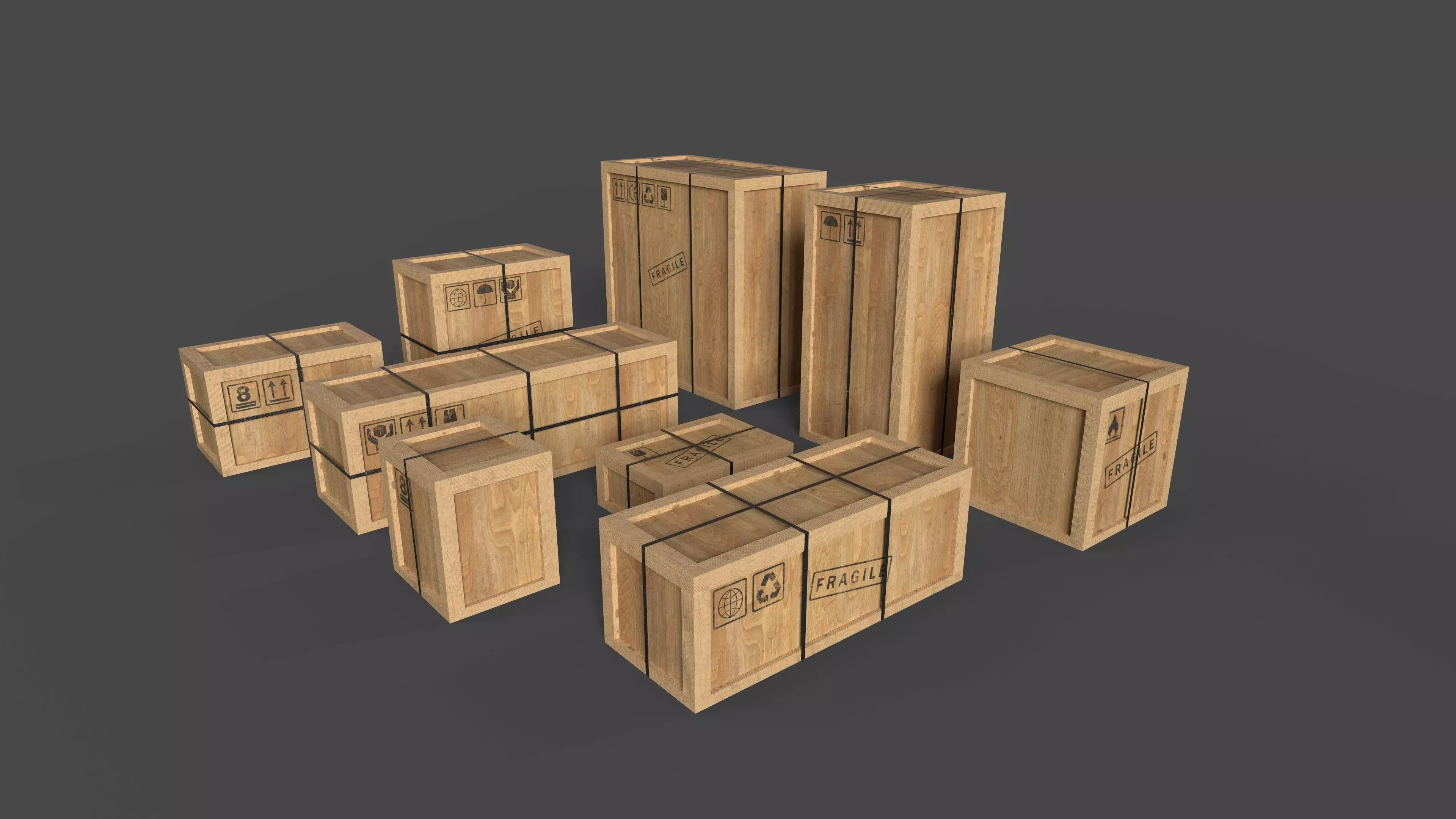 REALISTIC CARGO BOX PACK LOW POLY Low-poly 3D model