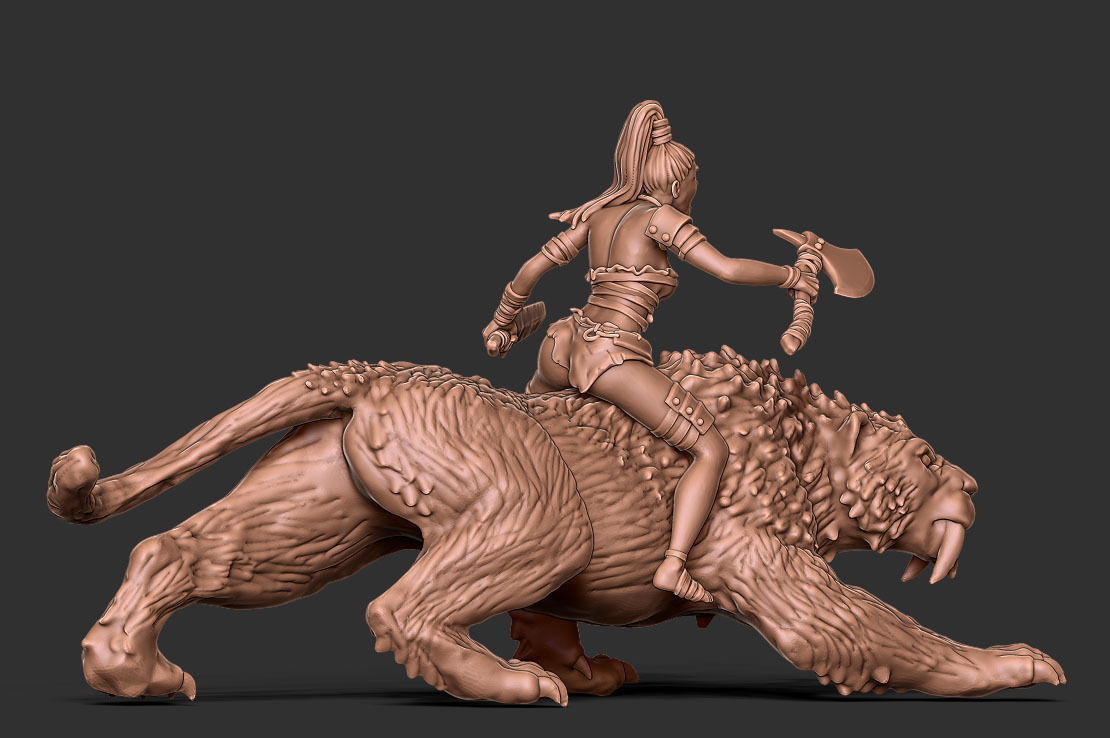 Smilodon rider - 35mm scale 3D print model_5