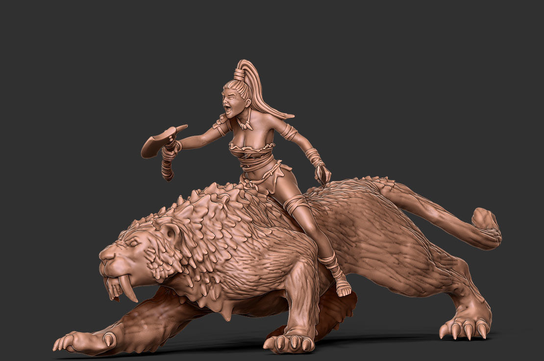Smilodon rider - 35mm scale 3D print model_4