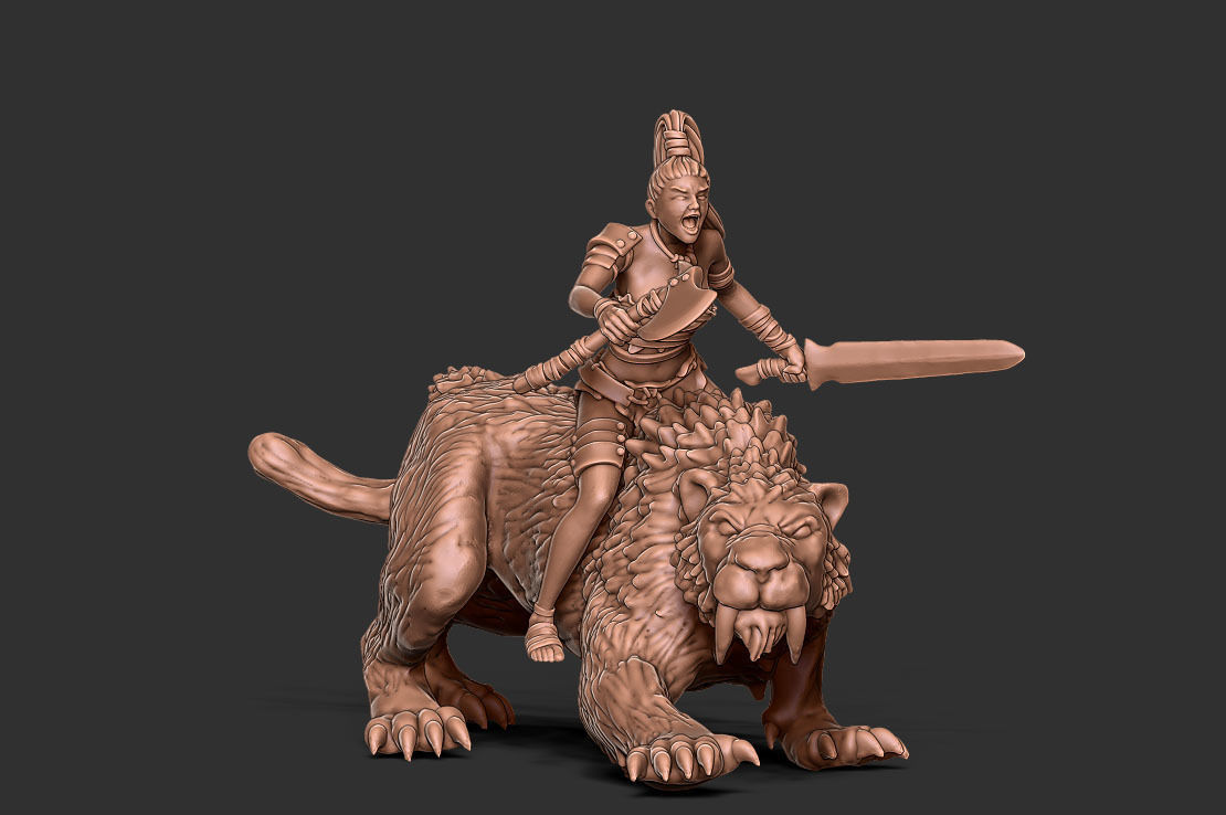 Smilodon rider - 35mm scale 3D print model_2
