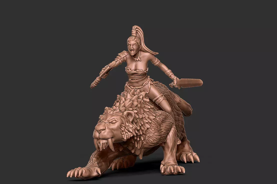 Smilodon rider - 35mm scale 3D print model_0