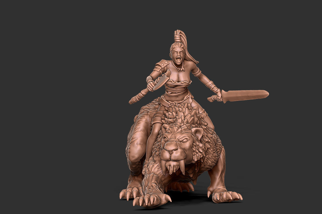 Smilodon rider - 35mm scale 3D print model_1