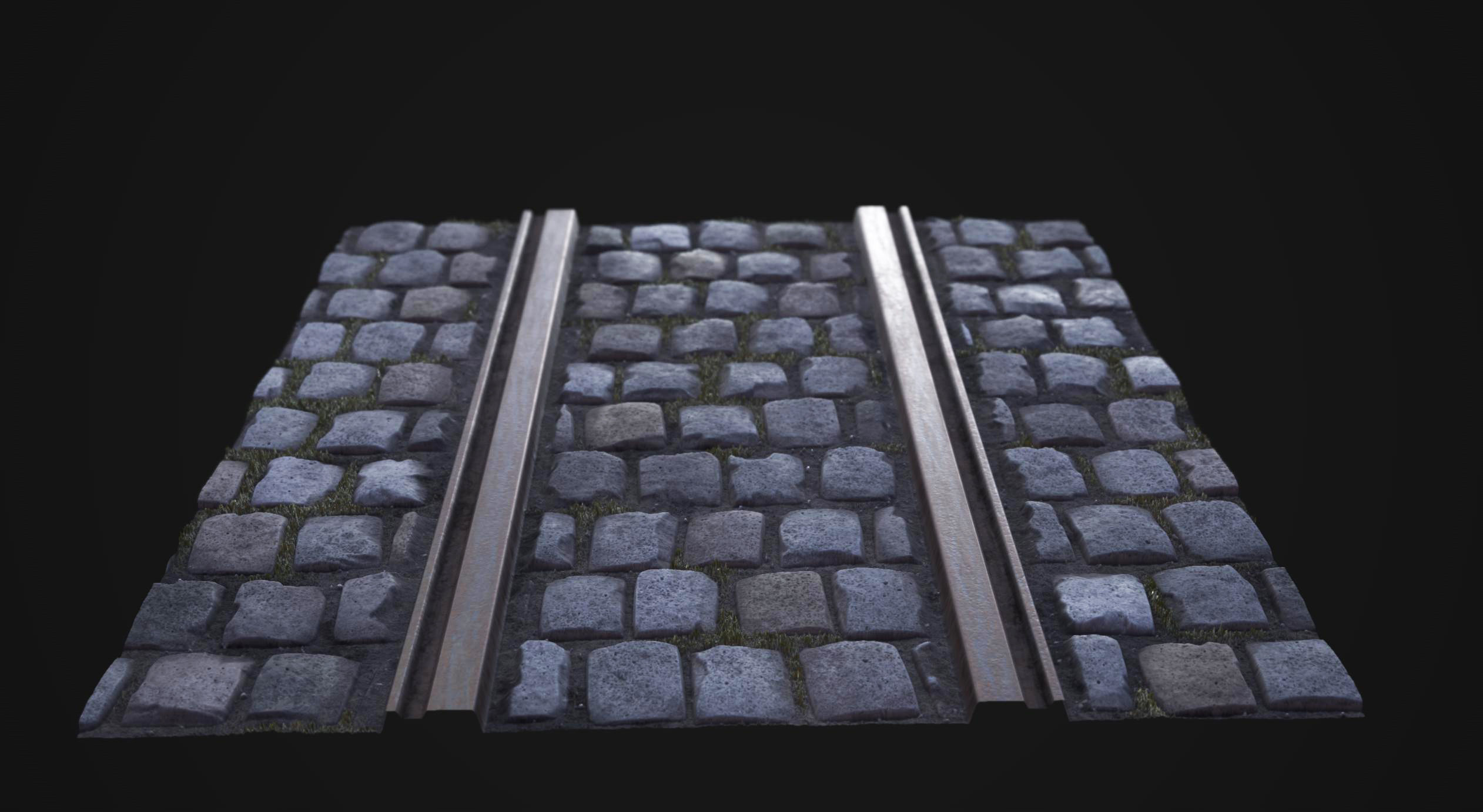 COBBLESTONE RAILWAY PBR SEAMLESS GROUND TEXTURE 3D model_8