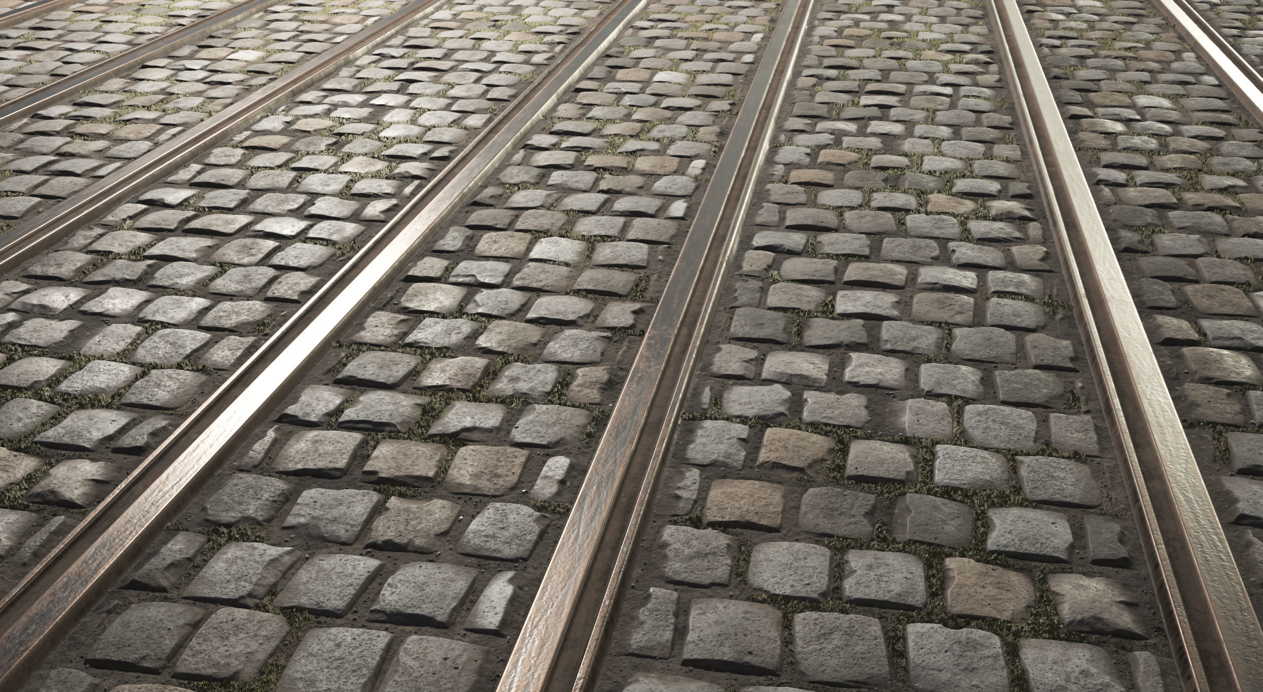 COBBLESTONE RAILWAY PBR SEAMLESS GROUND TEXTURE 3D model_1