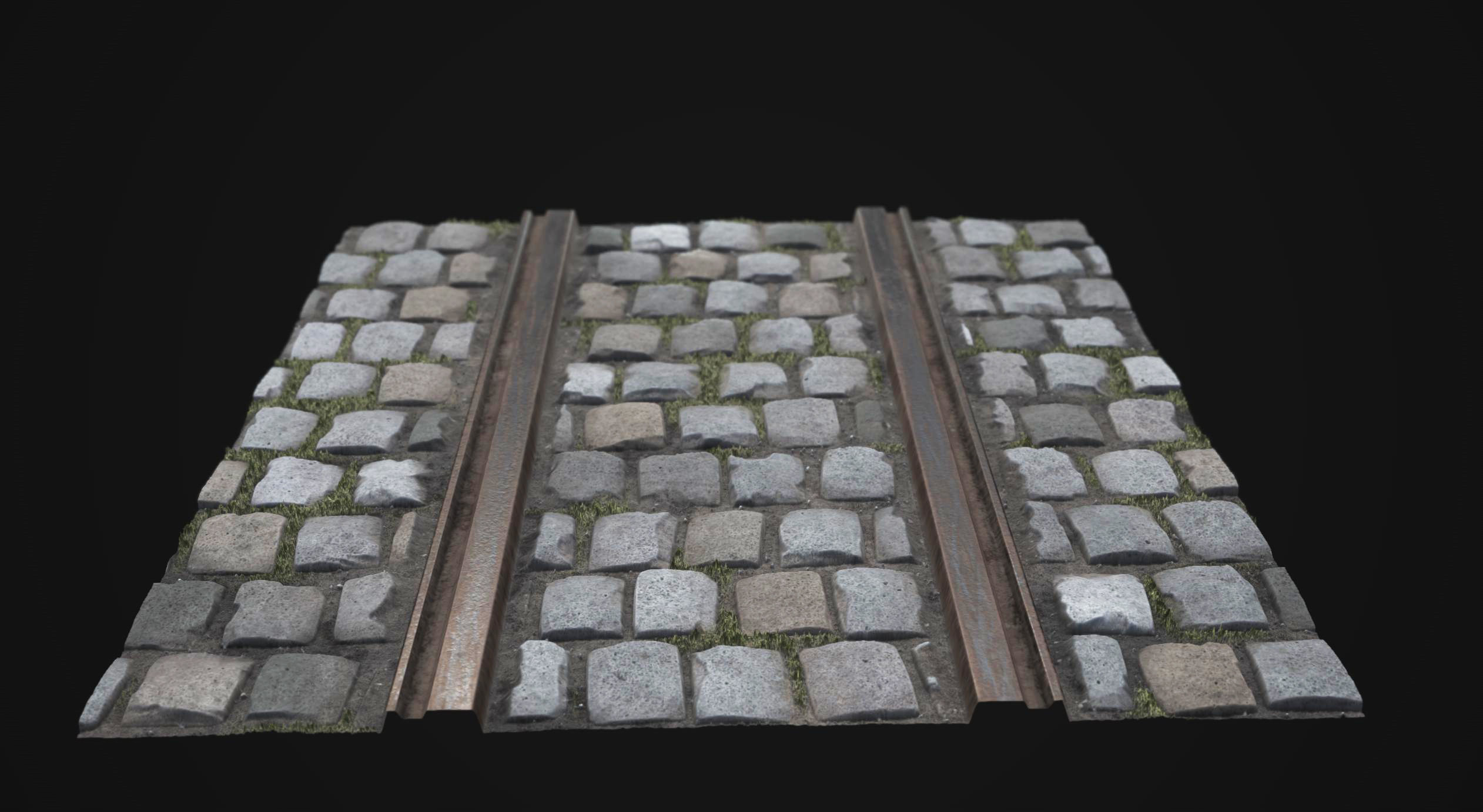 COBBLESTONE RAILWAY PBR SEAMLESS GROUND TEXTURE 3D model_6