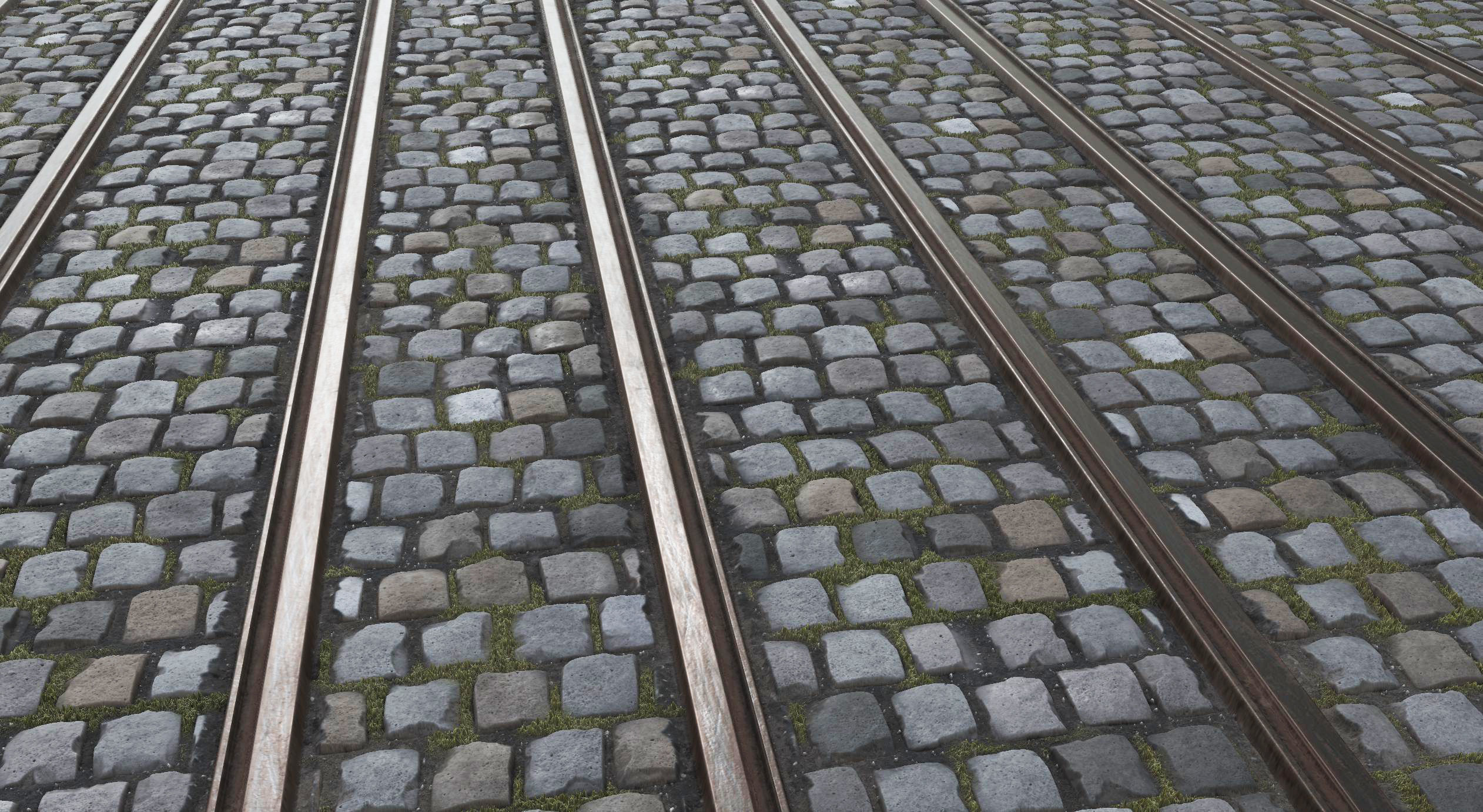 COBBLESTONE RAILWAY PBR SEAMLESS GROUND TEXTURE 3D model_2