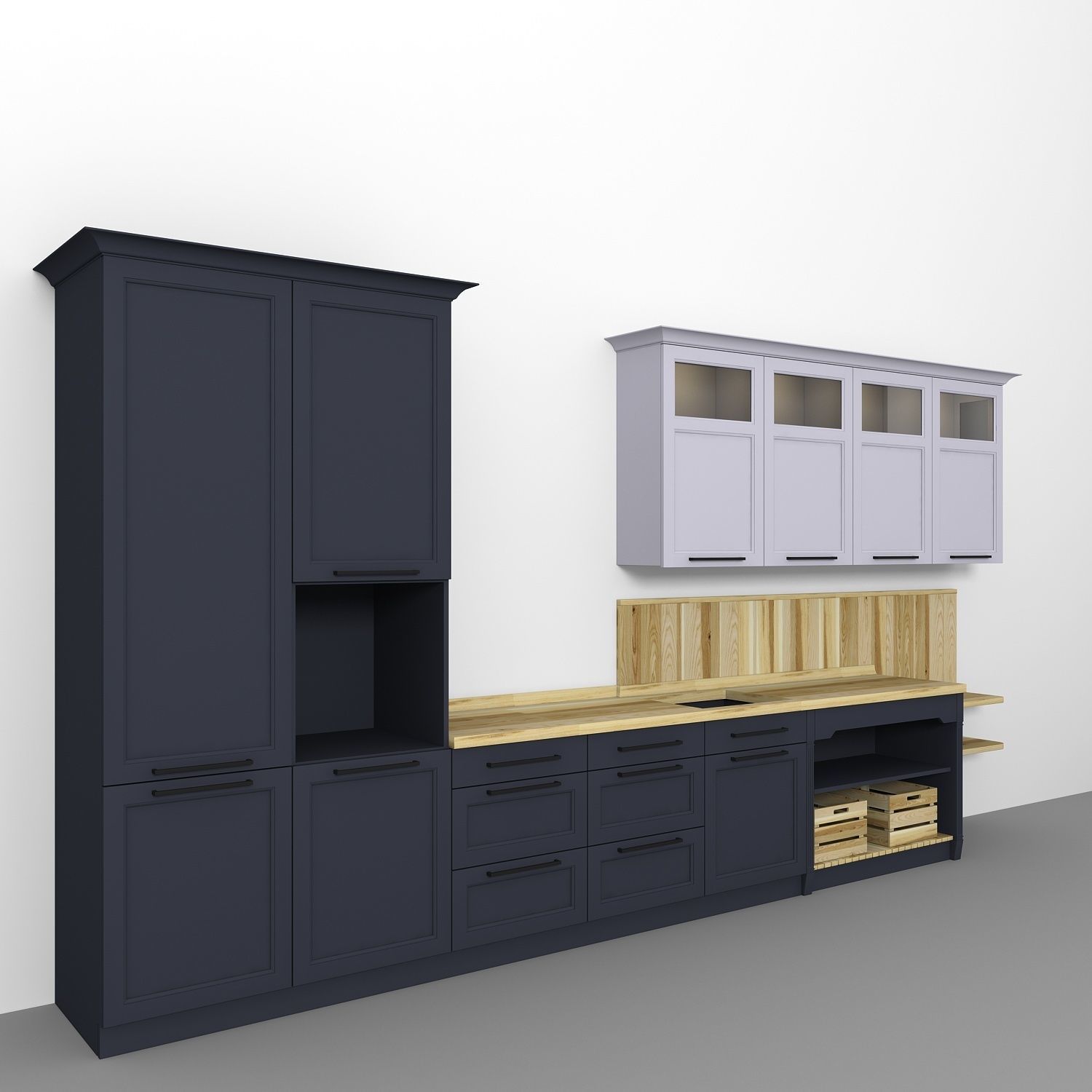 Kitchen with cabinets and drawers 3D model_2