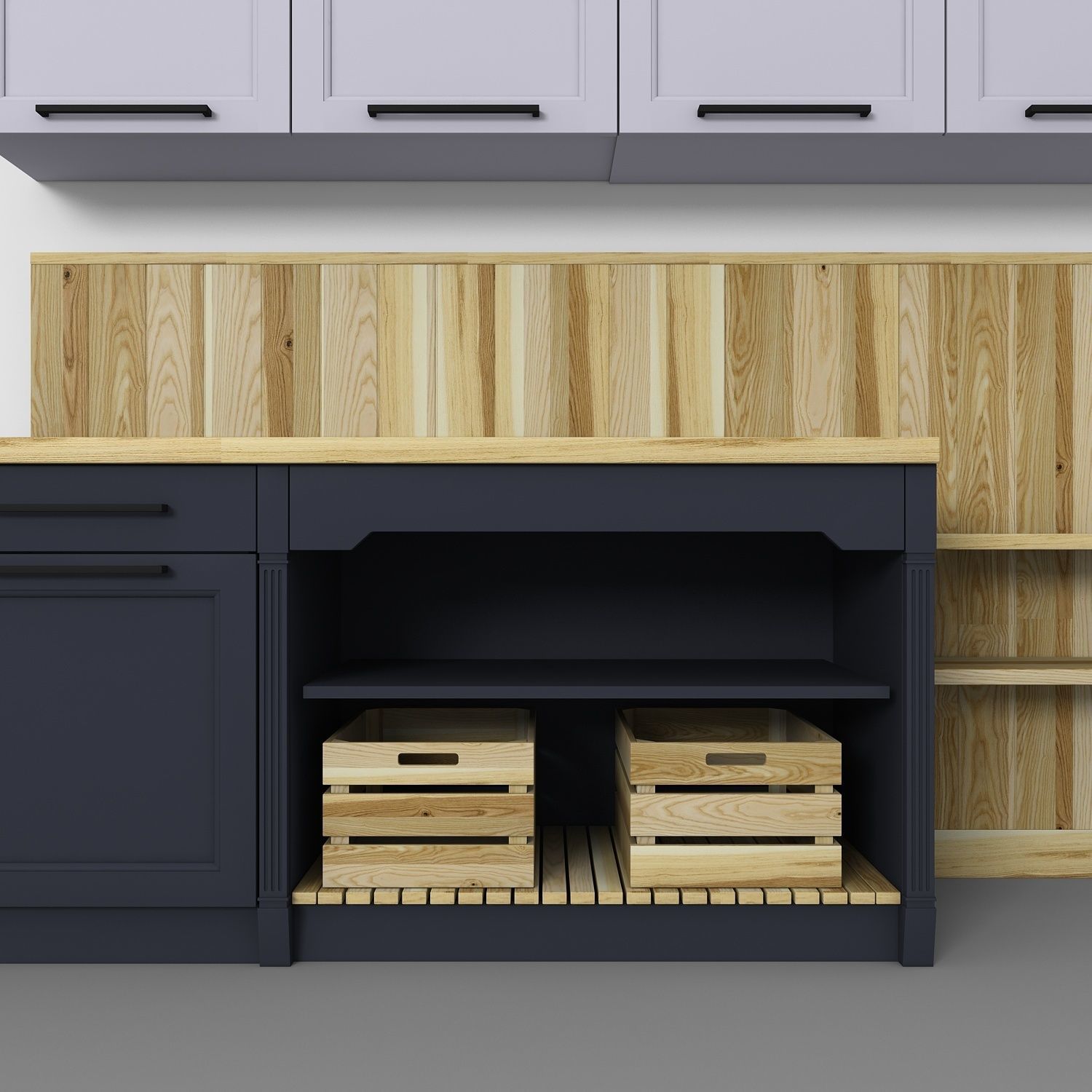 Kitchen with cabinets and drawers 3D model_3