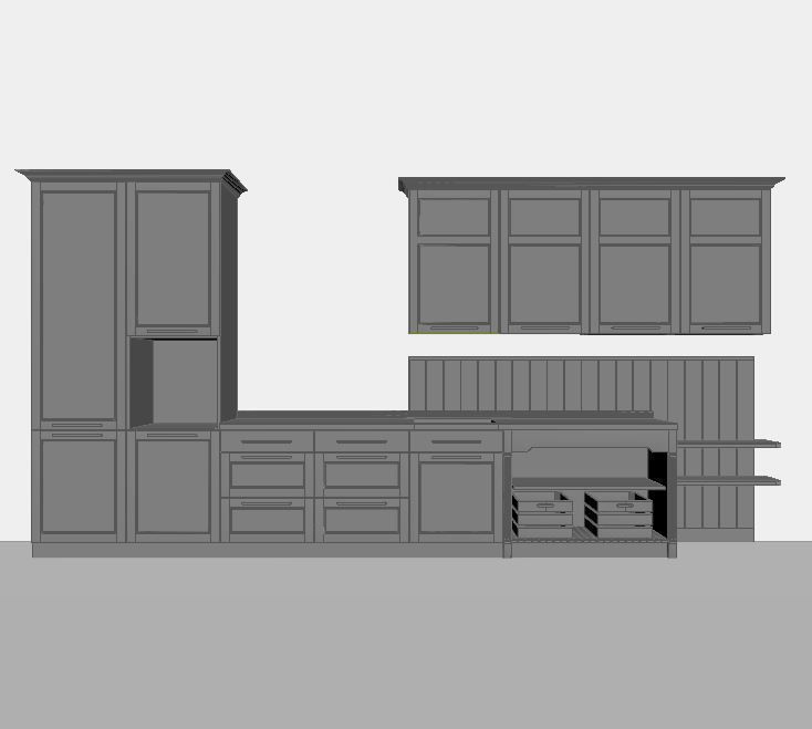 Kitchen with cabinets and drawers 3D model_4