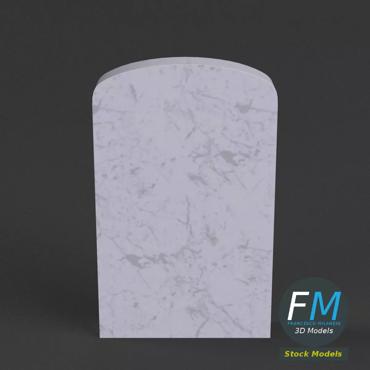 War memorial gravestone - blank 3D model_0