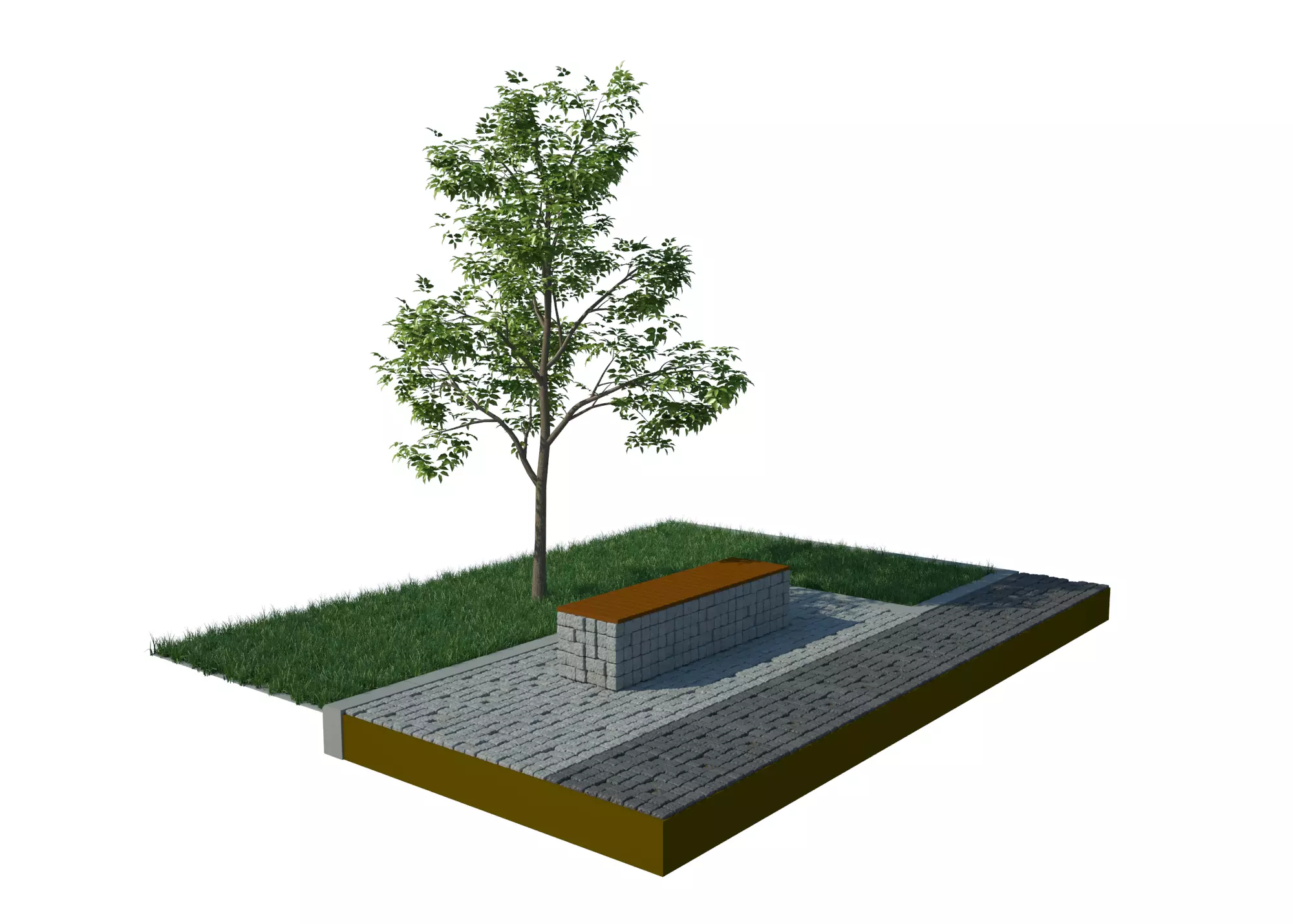 Bench with tree in middle 3D model
