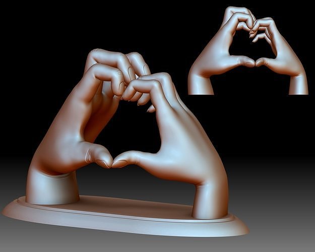Heart sign hands couple in love 3D printable 3D print model
