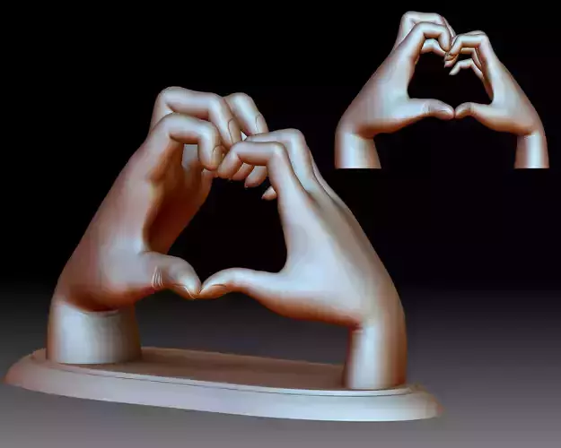 Heart sign hands couple in love 3D printable 3D print model